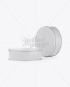 Two Round Tin Cans Mockup - Halfside View (Eye Level Shot) on Yellow