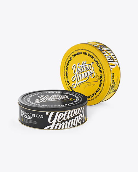 Two Round Tin Cans Mockup - Halfside View (High-Angle Shot) - Free