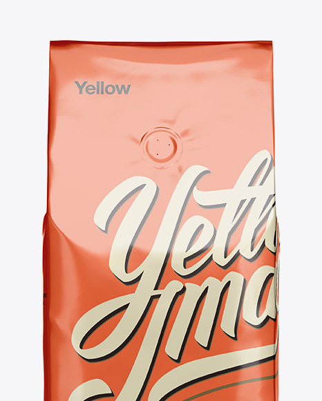 Download Foil Coffee Bag With Valve Mockup Front View In Bag Sack Mockups On Yellow Images Object Mockups Yellowimages Mockups