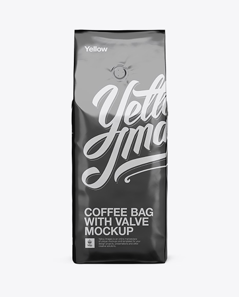 Download Foil Coffee Bag With Valve Mockup - Front View in Bag & Sack Mockups on Yellow Images Object Mockups