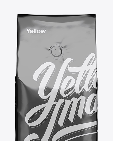 Download Foil Coffee Bag With Valve Mockup Front View In Bag Sack Mockups On Yellow Images Object Mockups