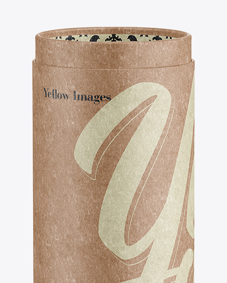 Opened Kraft Paper Tube Mockup In Tube Mockups On Yellow Images Object Mockups