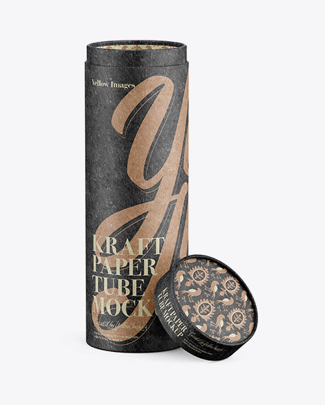 Opened Kraft Paper Tube Mockup PSD #5