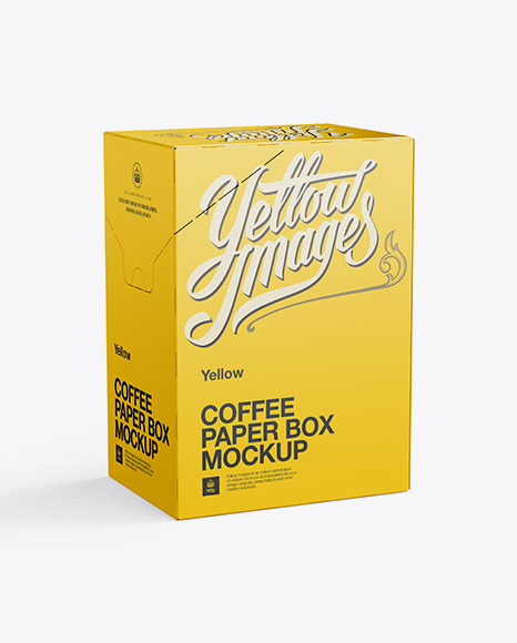 Download Coffee Paper Box Mockup Left Side 3 4 View In Box Mockups On Yellow Images Object Mockups