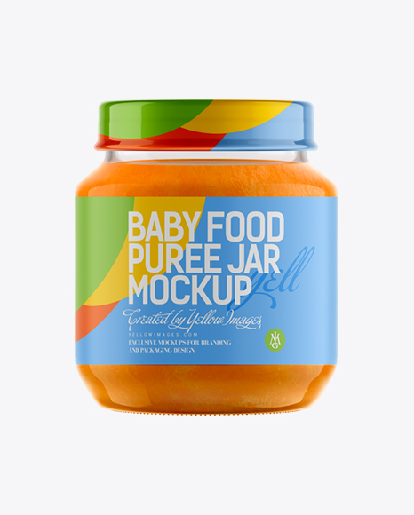 141ml Babyfood Carrot Puree Jar Mockup In Jar Mockups On Yellow Images Object Mockups