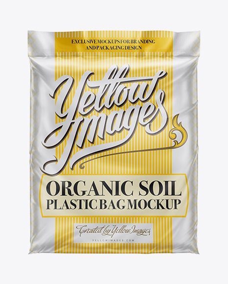 Plastic Bag W Organic Soil Mockup 32 Qt In Bag Sack Mockups On Yellow Images Object Mockups