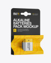 Pack Metal Battery 9V Mockup - Halfside View on Yellow Images Object