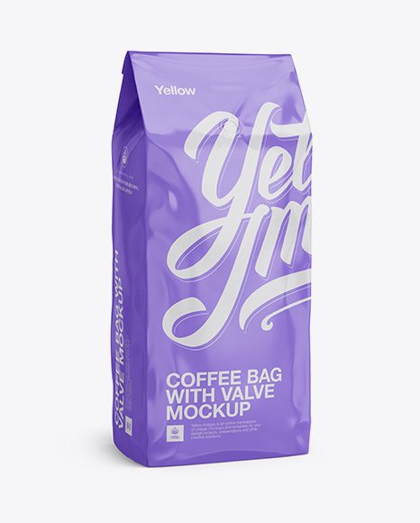 Download 2 5 Kg Glossy Coffee Bag With Valve Mockup Half Turned View In Bag Sack Mockups On Yellow Images Object Mockups Yellowimages Mockups