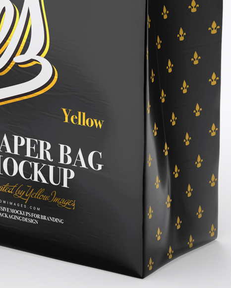 Glossy Paper Bag Mockup - Half Side View