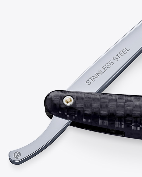 Straight Razor With Carbon Handle Mockup PSD #1