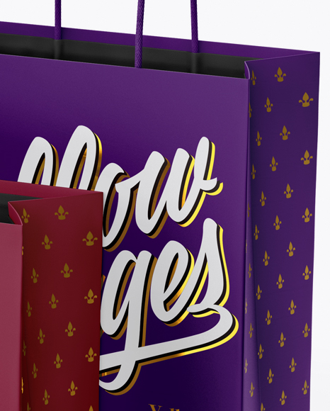 Two Matte Paper Bags Mockup   Half Side View PSD #1