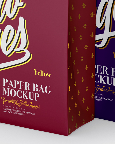 Download Two Matte Paper Bags Mockup - Half Side View in Bag & Sack ... Yellowimages Mockups