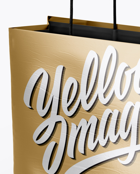 Two Metallic Paper Bags Mockup   Half Side View PSD #2