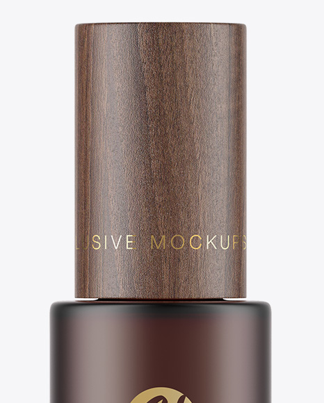 Frosted Glass Bottle W  Wooden Cap Mockup PSD #2