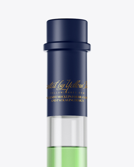 Clear Glass Green Liqueur Bottle Mockup on Yellow Images Object Mockups