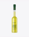 Frosted Glass Yellow Liqueur Bottle Mockup in Bottle Mockups on Yellow