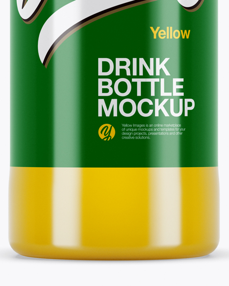 Clear PET Bottle With Yellow Drink Mockup PSD #1