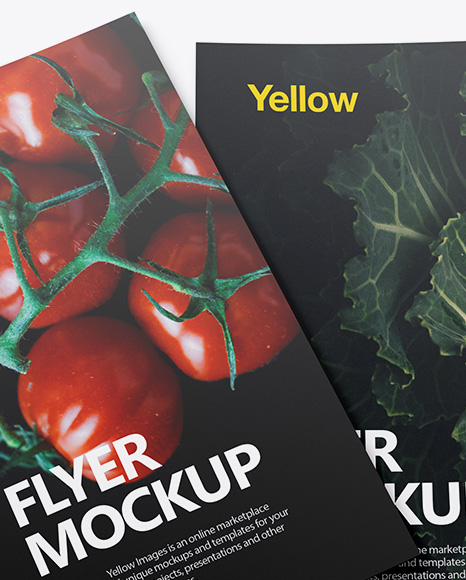 Download Two Flyers Mockup In Stationery Mockups On Yellow Images Object Mockups PSD Mockup Templates