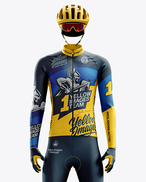 Download Men S Full Cycling Thermal Kit Mockup Front View In Apparel Mockups On Yellow Images Object Mockups PSD Mockup Templates