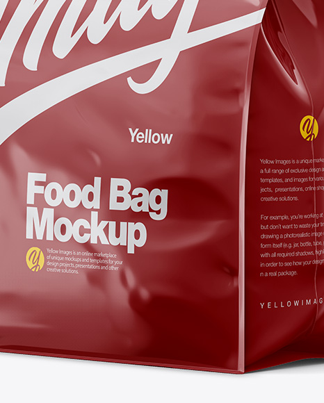 Download Glossy Plastic Food Bag Mockup Halfside View In Bag Sack Mockups On Yellow Images Object Mockups Yellowimages Mockups