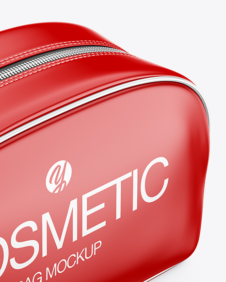 Download Glossy Cosmetic Bag - Half Side View (High-Angle Shot) in ...