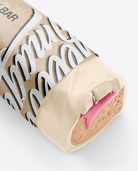 Opened Kraft Snack Bar Mockup   Half Side View PSD #2