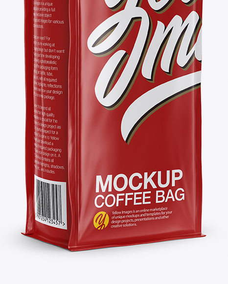 Glossy Coffee Bag Mockup   Half Side View PSD #1