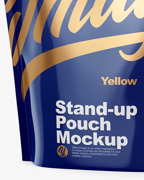 Download Glossy Stand Up Pouch Mockup Half Side View In Pouch Mockups On Yellow Images Object Mockups PSD Mockup Templates