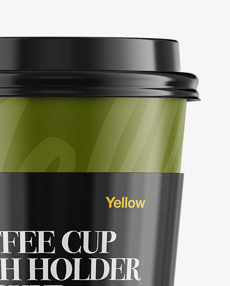 Coffee Cup With Sleeve Mockup   Front View PSD #2
