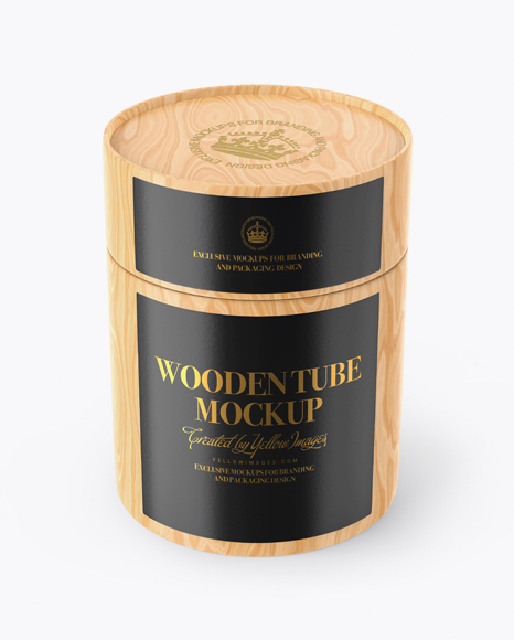 Wooden Tube Mockup   Front View (High Angle Shot) PSD #2