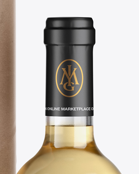 Download Clear Glass White Wine Bottle And Tube Mockup In Bottle Mockups On Yellow Images Object Mockups