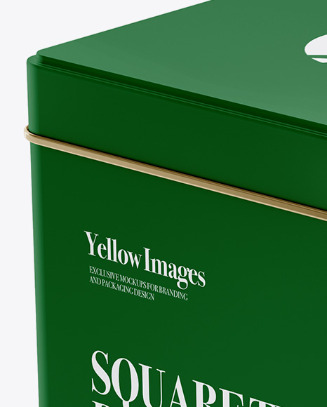 Download Matte Square Tin Box Mockup Half Side View High Angle Shot In Box Mockups On Yellow Images Object Mockups PSD Mockup Templates