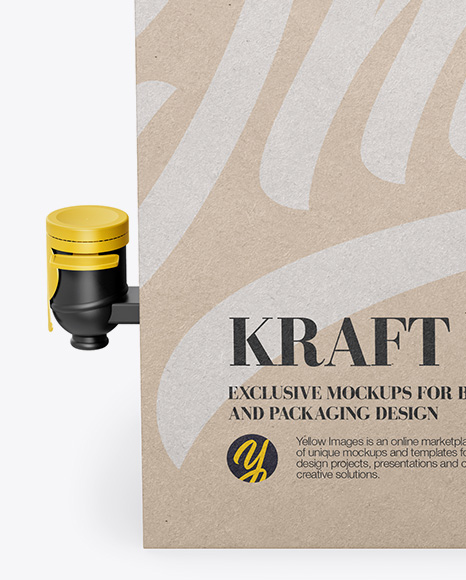 Bag In A Kraft Box With Dispenser Mockup - Front View (High Angle Shot) in Box Mockups on Yellow ...