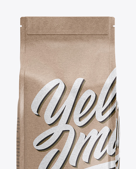 Kraft Paper Coffee Bag Mockup Front View In Bag Sack Mockups On Yellow Images Object Mockups