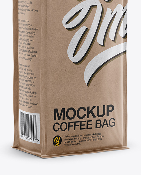 Download Kraft Coffee Bag Mockup - Half Side View in Bag & Sack Mockups on Yellow Images Object Mockups