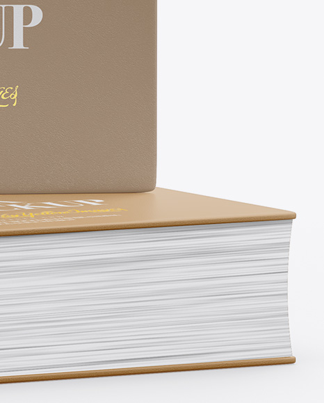 Textured Leather Covered Books Mockup on Yellow Images Object Mockups