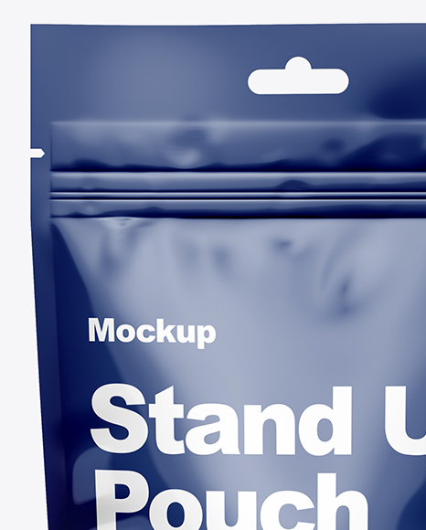 Download Glossy Stand Up Pouch W Zipper Mockup Front View In Bag Sack Mockups On Yellow Images Object Mockups