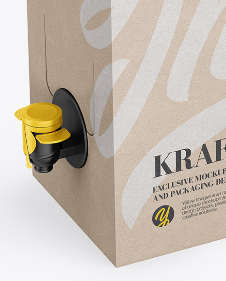 Download Bag In A Kraft Box With Dispenser Mockup Half Side View In Box Mockups On Yellow Images Object Mockups