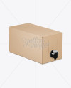 Kraft Paper Wine Box with a Tap Mockup - 25° Angle Front View (High