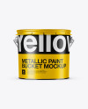 Download 3L Metallic Paint Bucket Mockup - Front View (Eye Level Shot) in Bucket & Pail Mockups on Yellow ...