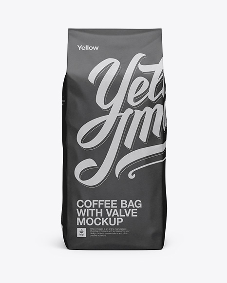 Download 2,5 kg Coffee Bag With Valve Mockup - Front View in Bag & Sack Mockups on Yellow Images Object ...