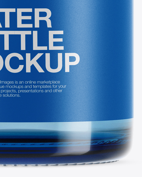 Blue Glass Water Bottle Mockup PSD #1
