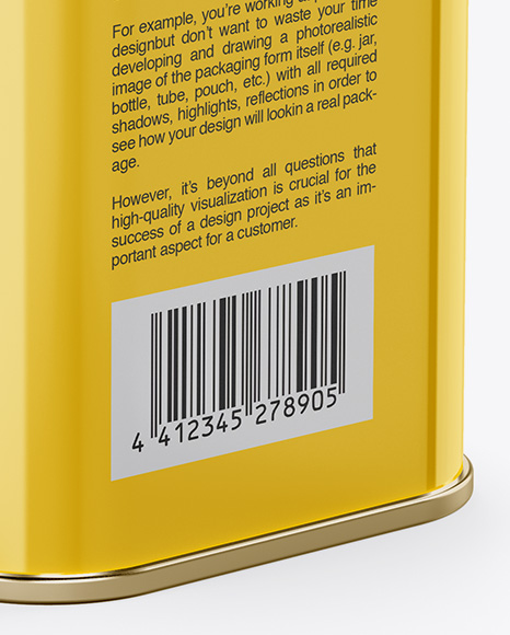 Download Glossy Oil Tin Can Mockup Half Side View In Can Mockups On Yellow Images Object Mockups PSD Mockup Templates