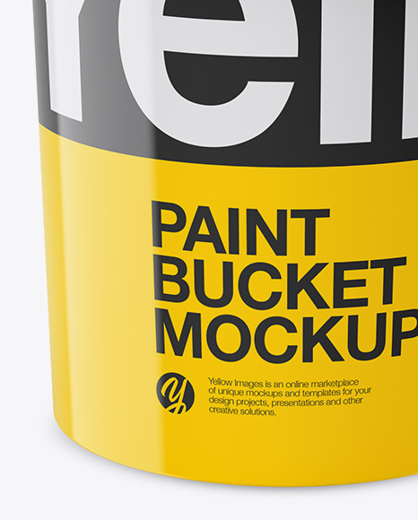 Glossy Plastic Bucket Mockup - Front View (High-Angle Shot)