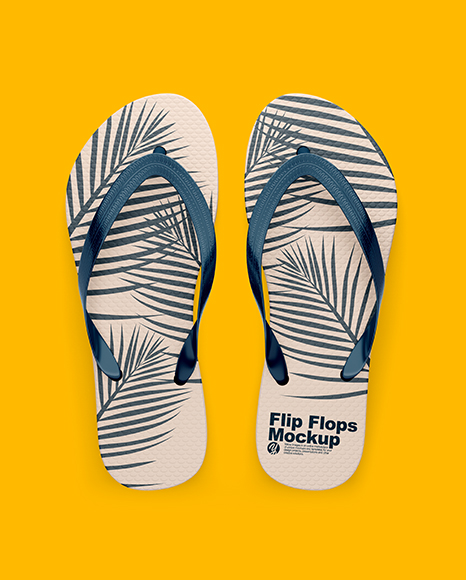 Flip Flops Mockup Top View In Apparel Mockups On Yellow Images Object Mockups