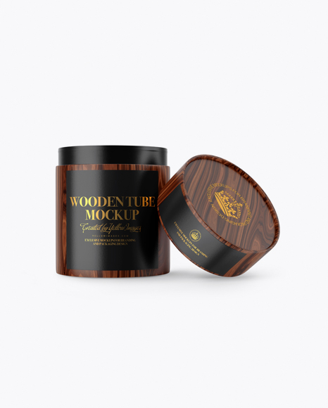 Opened Wooden Tube Mockup   Front View PSD #2