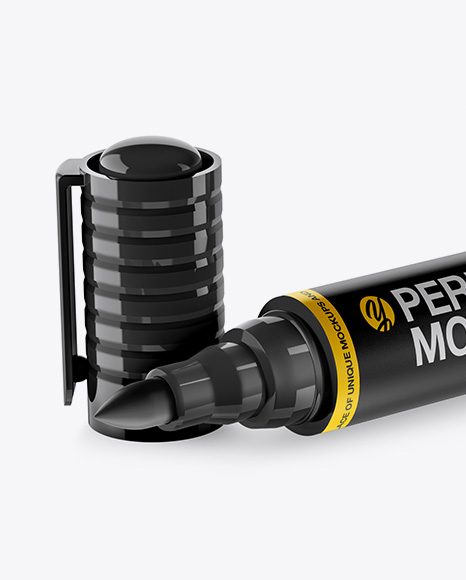 Opened Glossy Permanent Marker Mockup PSD #2