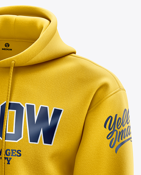 Men S Heavyweight Hoodie Mockup Half Side View In Apparel Mockups On Yellow Images Object Mockups