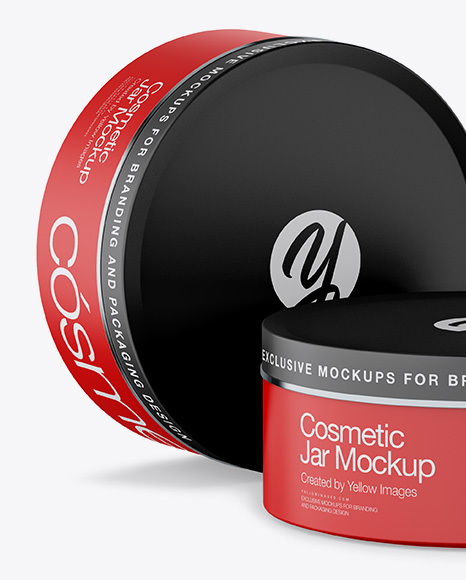 Download Two Matte Cosmetic Jars Mockup - Half Side View in Jar ...