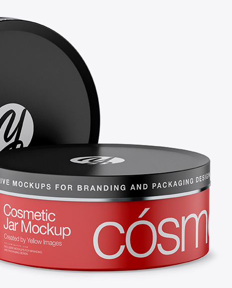 Download Two Matte Cosmetic Jars Mockup - Half Side View in Jar ...